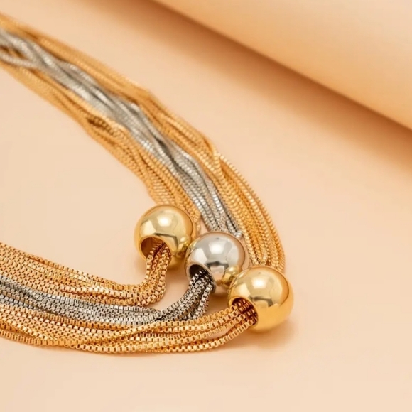 Necklace layers silver gold plated - Picture 3 of 6